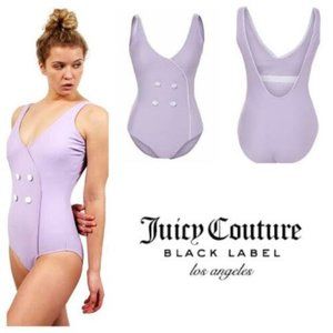 NWT $120 JUICY COUTURE Women M Lilac Button-Front Retro One Piece Swimsuit